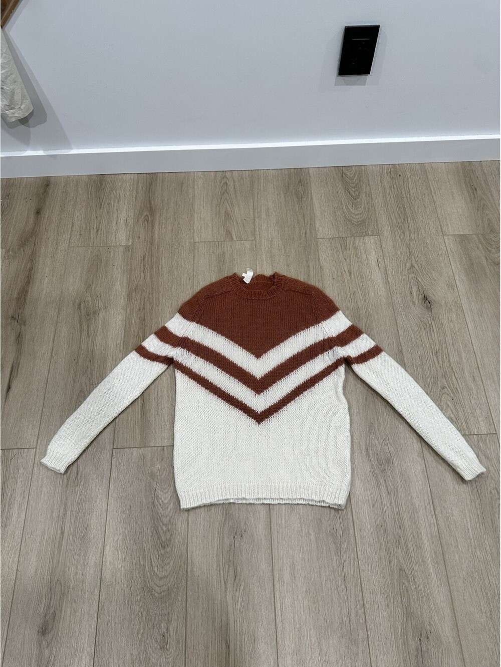 Sezane Joy Jumper Sweater Mohair Merino Wool Brown Ecru Size Small